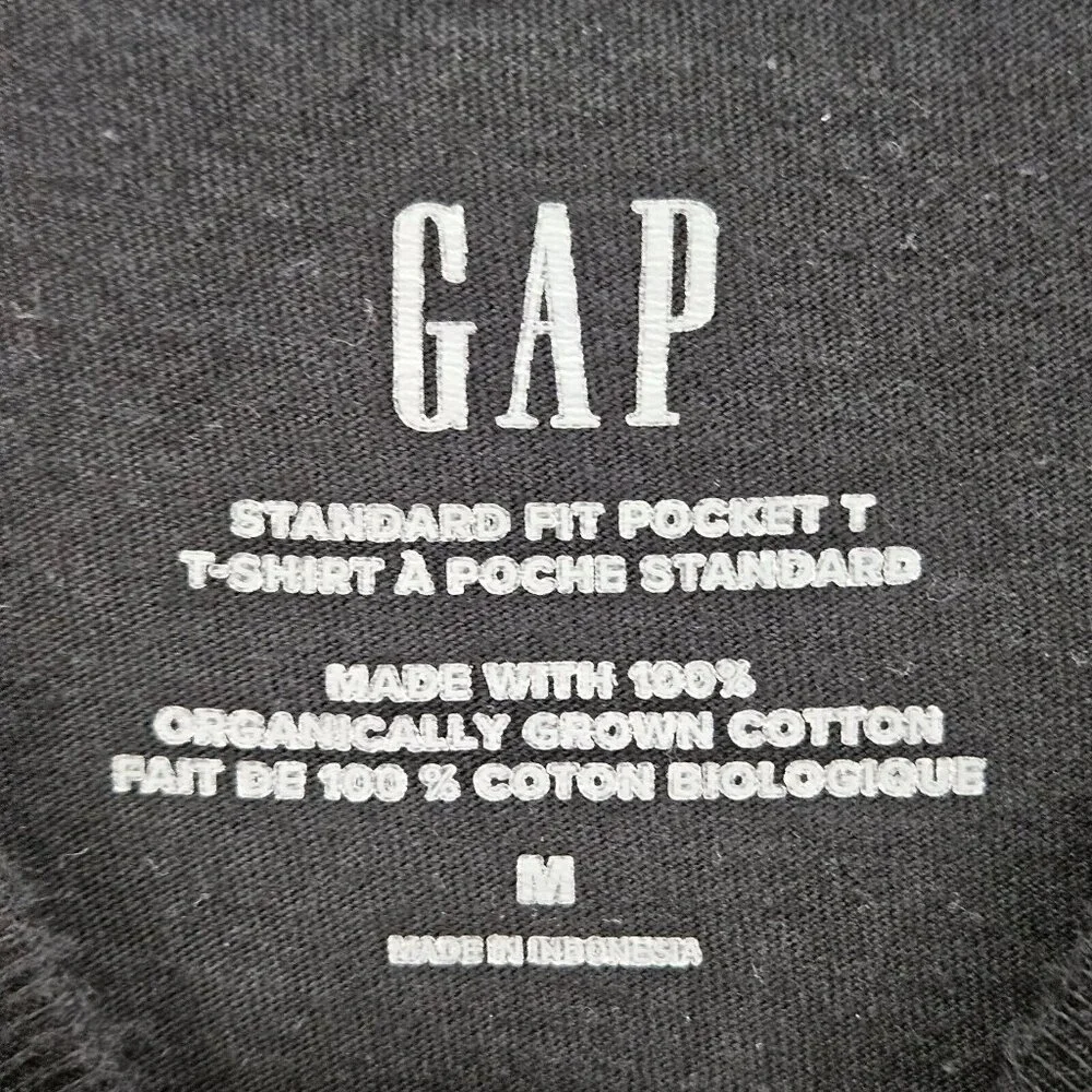 Gap T-Shirt 100% Organically Grown Cotton Mens Size M Short Sleeve Classic Black - Picture 9 of 10